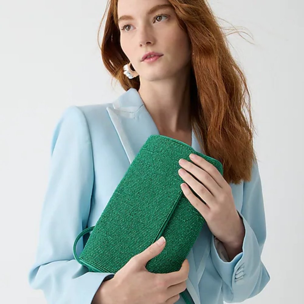 J. Crew Green Clutch